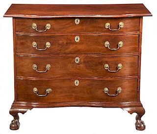 American Chippendale Serpentine Mahogany Chest