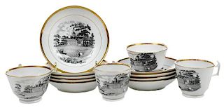 Set of Cups and Saucers with Mount Vernon