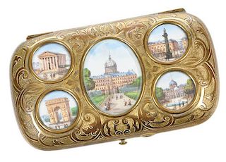 Gilt Sewing Kit with Inset Miniatures