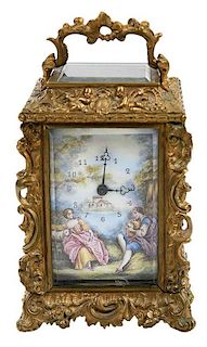 Louis XV Style Carriage Clock with Enamel Panels