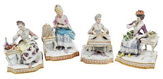 Set of Four Related Meissen Figurines