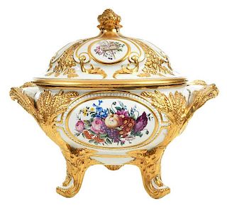 Finely Painted Sevres Style Covered Tureen