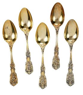 Set of 12 Francis I Gilt Sterling Soup Spoons