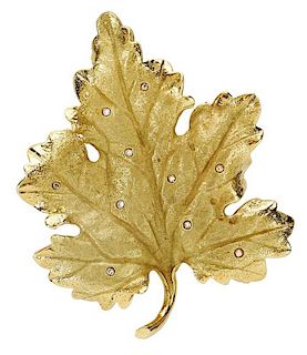 18kt. Diamond Leaf Brooch