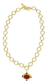 Elizabeth Locke Gold Intaglio Necklace