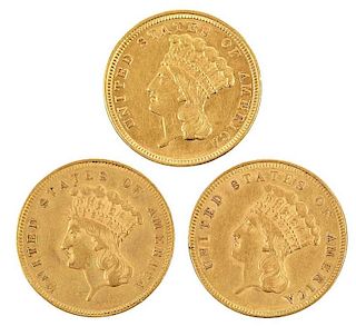 Group of Three, Three Dollar Gold Coins
