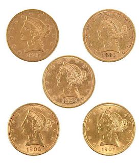 Group of Twenty, Five Dollar Gold Coins