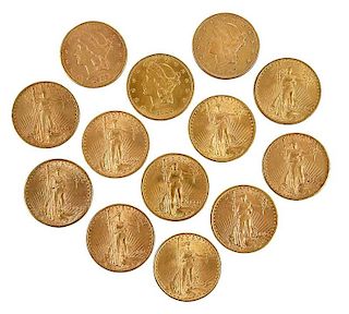 13 Twentieth Century Gold Double Eagle Coins