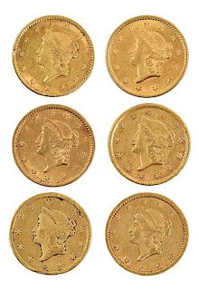 Six U.S. Gold Dollar Coins