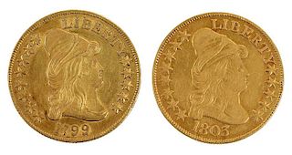 1799 and 1803 U.S. Ten Dollar Gold Coins