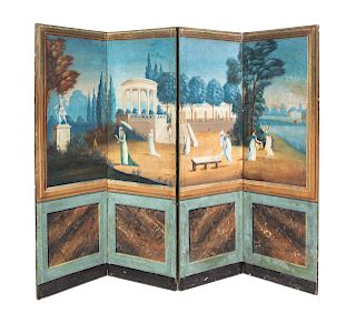 A French Painted Floor Screen