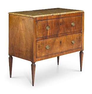 An Italian Fruitwood Marble-Top Commode