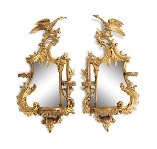 A Pair of Chippendale Style Giltwood Mirrors