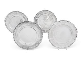 A Set of Four George III Silver Dinner Plates