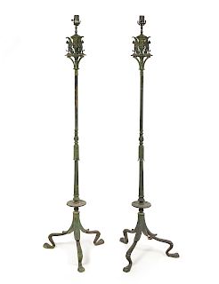 A Pair of Neoclassical Cast Metal Torcheres