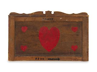 A Federal Carved and Heart-Decorated Pine Sign