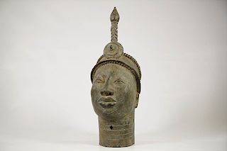Yoruba Bronze Ife Head 16"