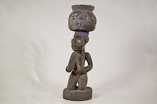 Yoruba Kneeling Female Bowl Figure 18"