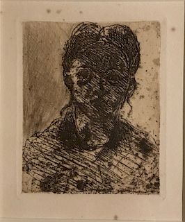 Etching, Tete de Jeune Fille , Paul Cezanne (1839-1906)
