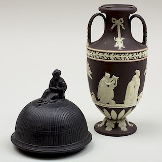 Small Wedgwood Black and White Jasperware Vase