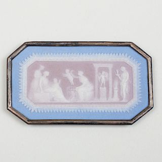 Wedgwood Three-Color Jasperware Rectangular Medallion with Chamfered Corners
