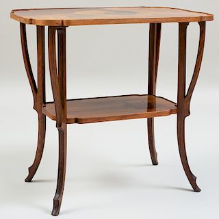 Gallé Art Nouveau Marquetry Two-Tier Table