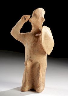 Boeotian Pottery Seated Figure - Dog Warrior w/ Shield
