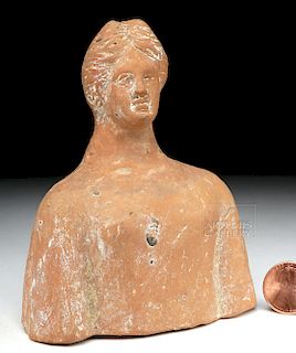 Greek Terracotta Protome Bust of Demeter