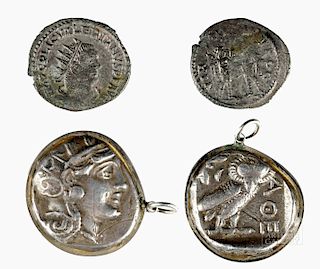 Greek Silver Tetradrachm & Roman Silver Valerian I Coin