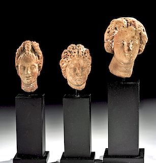 Lot of 3 Greek Canosan Pottery Heads of Goddesses