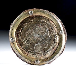 Roman Gilded Silver / Iron Medallion - Aristocratic Man