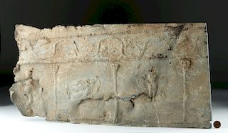 Roman Lead Sarcophagus Panel - Humans, Columns