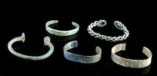 Lot of 5 Viking Bronze / Brass Bracelets