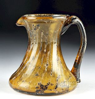 Near-Miniature 13th C. Islamic Glass Pitcher