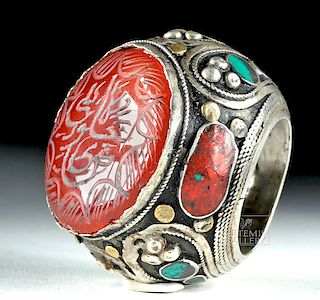 Massive Early 20th C. Bedouin Silver Wedding Ring