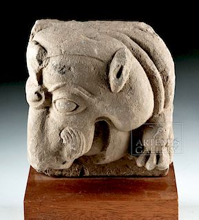 4th C. Indian Gupta Sandstone Carving - Lion Head