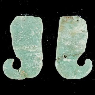 Maya Greenstone Earrings Hook-Form (matched pair)
