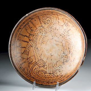 Large Maya Pottery Bowl w/ Jaguar