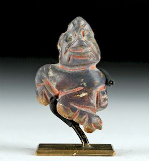 Chavin Sodalite Figural Amulet, Cinnabar Deposits