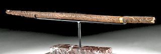 Paracas Incised Wood Scepter w/ Gold Trim