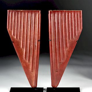 Gorgeous Nazca Redware Panpipes - Matched Pr