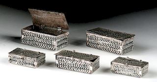 Rare Sican Lambayeque Silver Boxes (5 varying sizes)