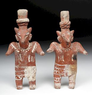 Matched Pair Jalisco Pottery Sheepface Figures