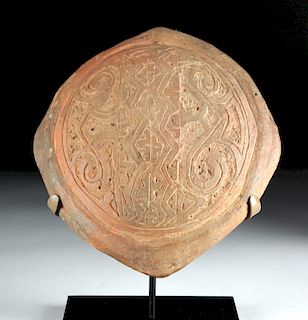 Marajoara Pottery Ovoid Bowl - Geometrics, Zoomorphs