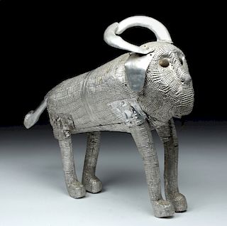 20th C. African Aluminum Sculpture -Standing Wildebeest