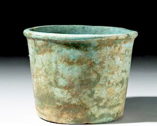 Egyptian Late Dynastic Blue Faience Offering Cup