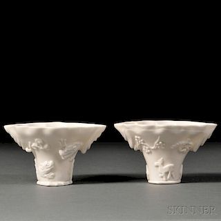 Two Blanc-de-Chine Libation Cups