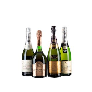 Champagne y Vino Espumoso. Veuve Clicquot Ponsardin, Taittinger  Rosé y M. Chandon. Total de piezas: 4.