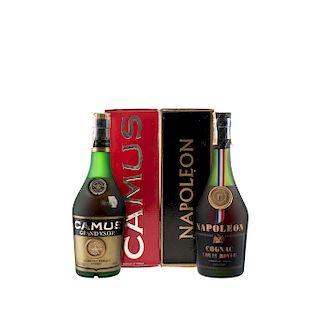 Cognac. Napoleon, Louis Royer y  Camus. V.S.O.P. Total de piezas: 2.