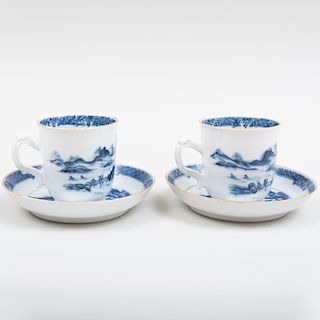 Pair of Chinese Export Porcelain Coffee Cups and Saucers Decorated with the Armorial of the Latham Impaling Kelsall 